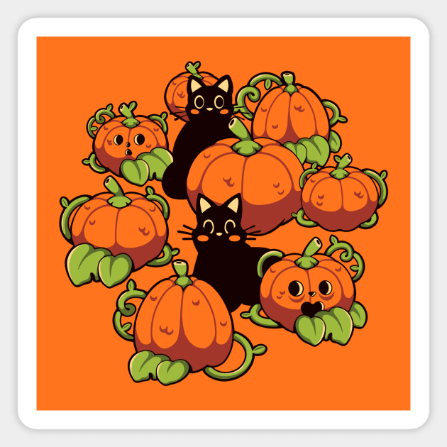 Cats and Pumpkins Kawaii Halloween by Tobe Fonseca Sticker by Tobe_Fonseca